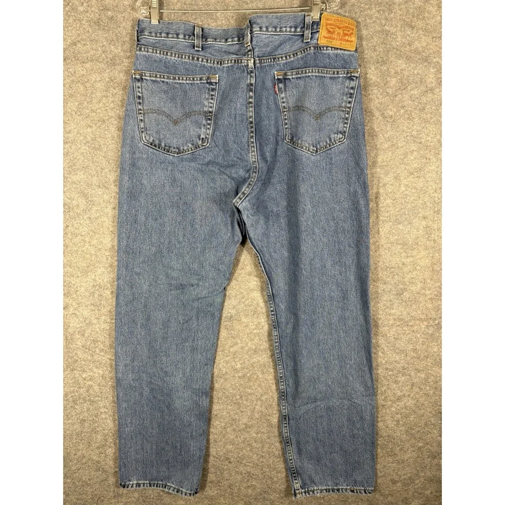 Levis 505 Vintage Orange‎ Tab Blue Light Wash Denim Jeans Straight Reg Fit 40x32